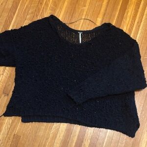 Free People Black Open-Knit Sweater